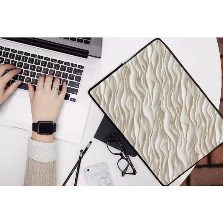 Laptophoes - Golven - Wit - Minimalistisch — 3