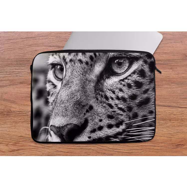 Laptophoes - Luipaard - Zwart - Wit - Oog — 2