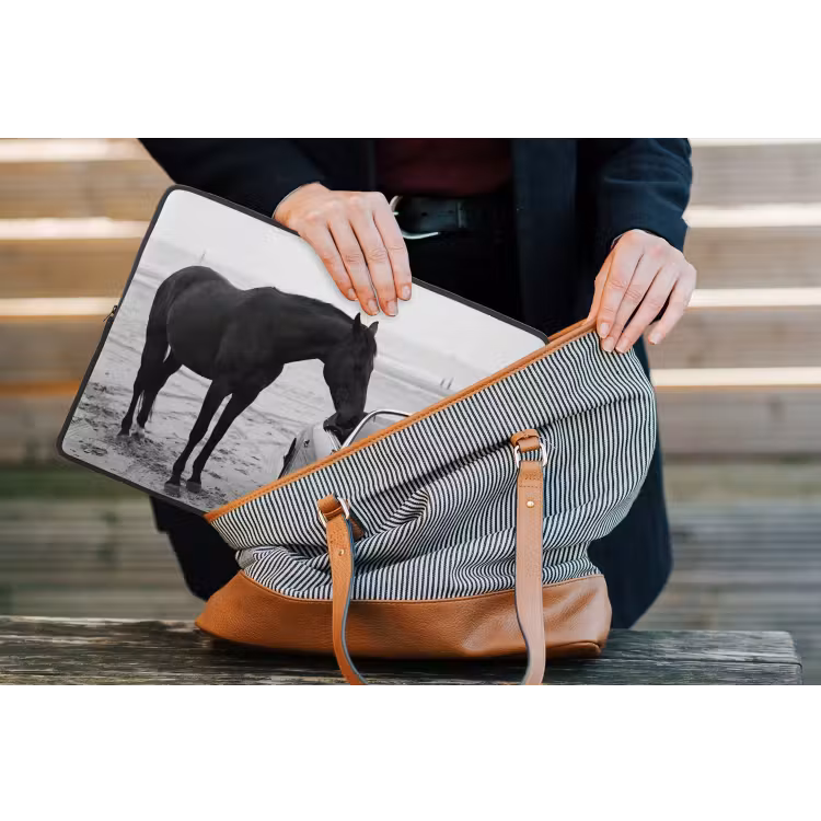 Laptophoes - Paard - Auto - Zwart - Wit — 4