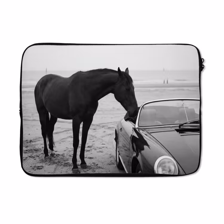 Laptophoes - Paard - Auto - Zwart - Wit — 5