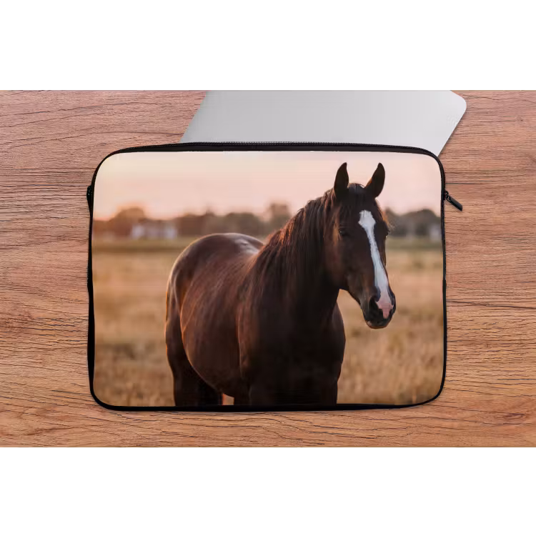 Laptophoes - Paard - Zonsondergang - Bruin — 2