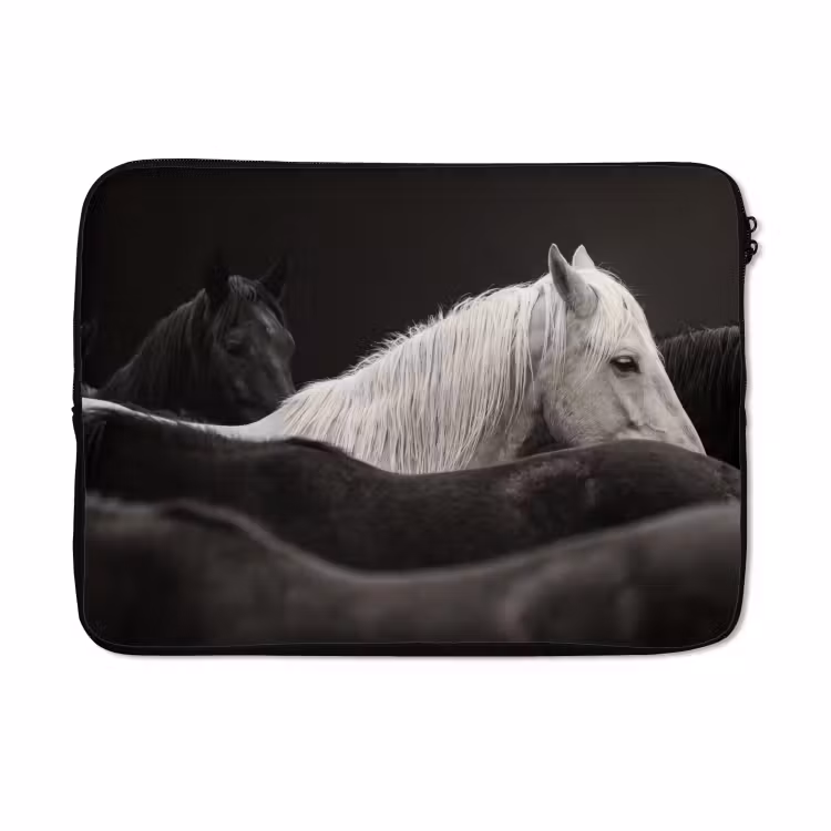 Laptophoes - Paarden - Zwart - Wit - Kudde — 5
