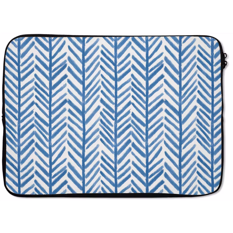 Laptophoes - Patroon - Streep - Blauw — 1