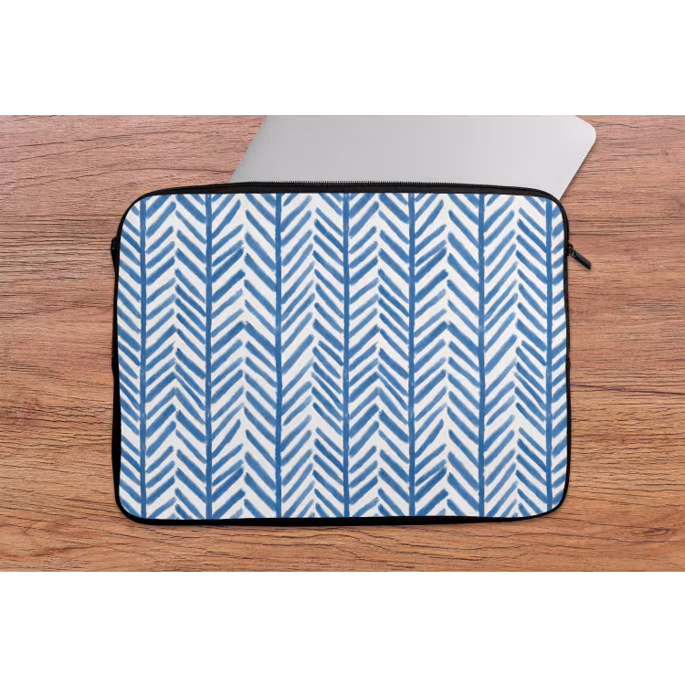 Laptophoes - Patroon - Streep - Blauw — 2
