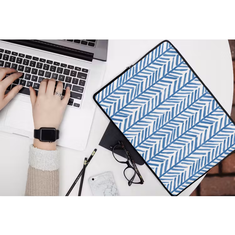 Laptophoes - Patroon - Streep - Blauw — 3