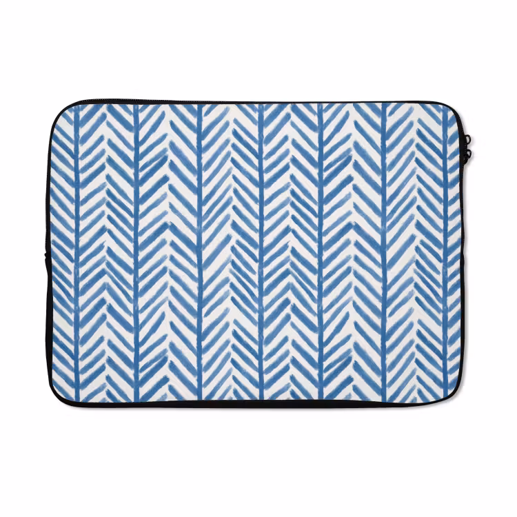 Laptophoes - Patroon - Streep - Blauw — 5