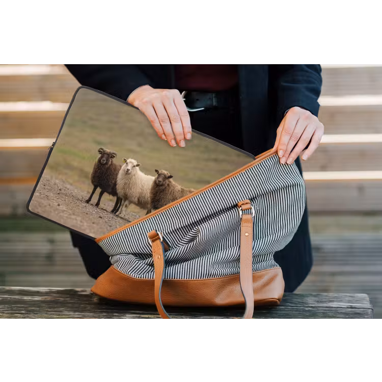 Laptophoes - Schapen - Bruin - Wit - Grindpad — 4