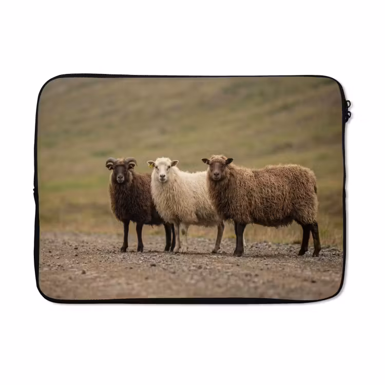 Laptophoes - Schapen - Bruin - Wit - Grindpad — 5
