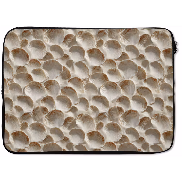 Laptophoes - Schelpen - Waaiervorm - Wit — 1