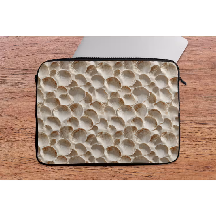 Laptophoes - Schelpen - Waaiervorm - Wit — 2