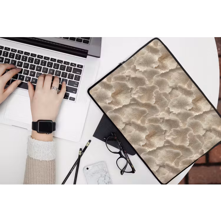Laptophoes - Waaierstructuren - Beige - Vezeltextuur — 3