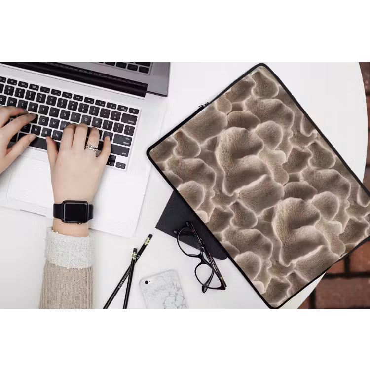 Laptophoes - Waaiervorm - Beige - Vezel textuur — 3