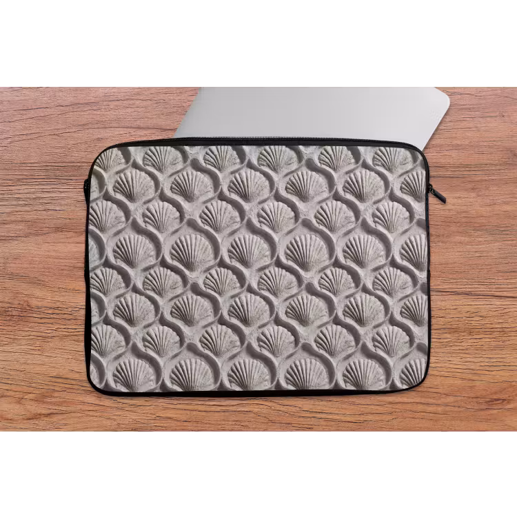 Laptophoes - Zand - Schelpenvorm - Grijs — 2