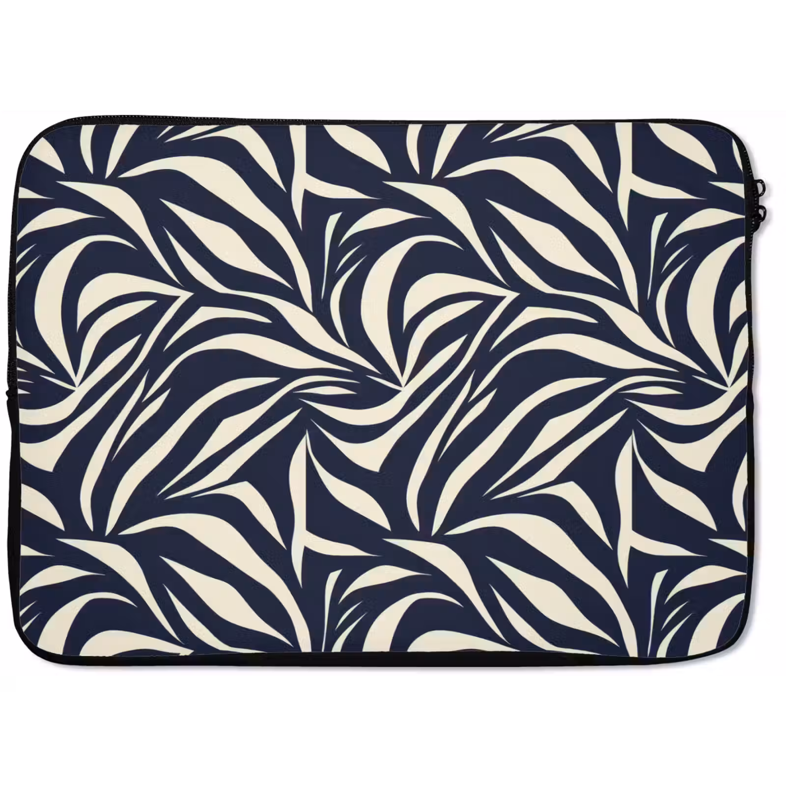 Laptophoes - Bladvormen - Blauw - Patroon - Wit — 1