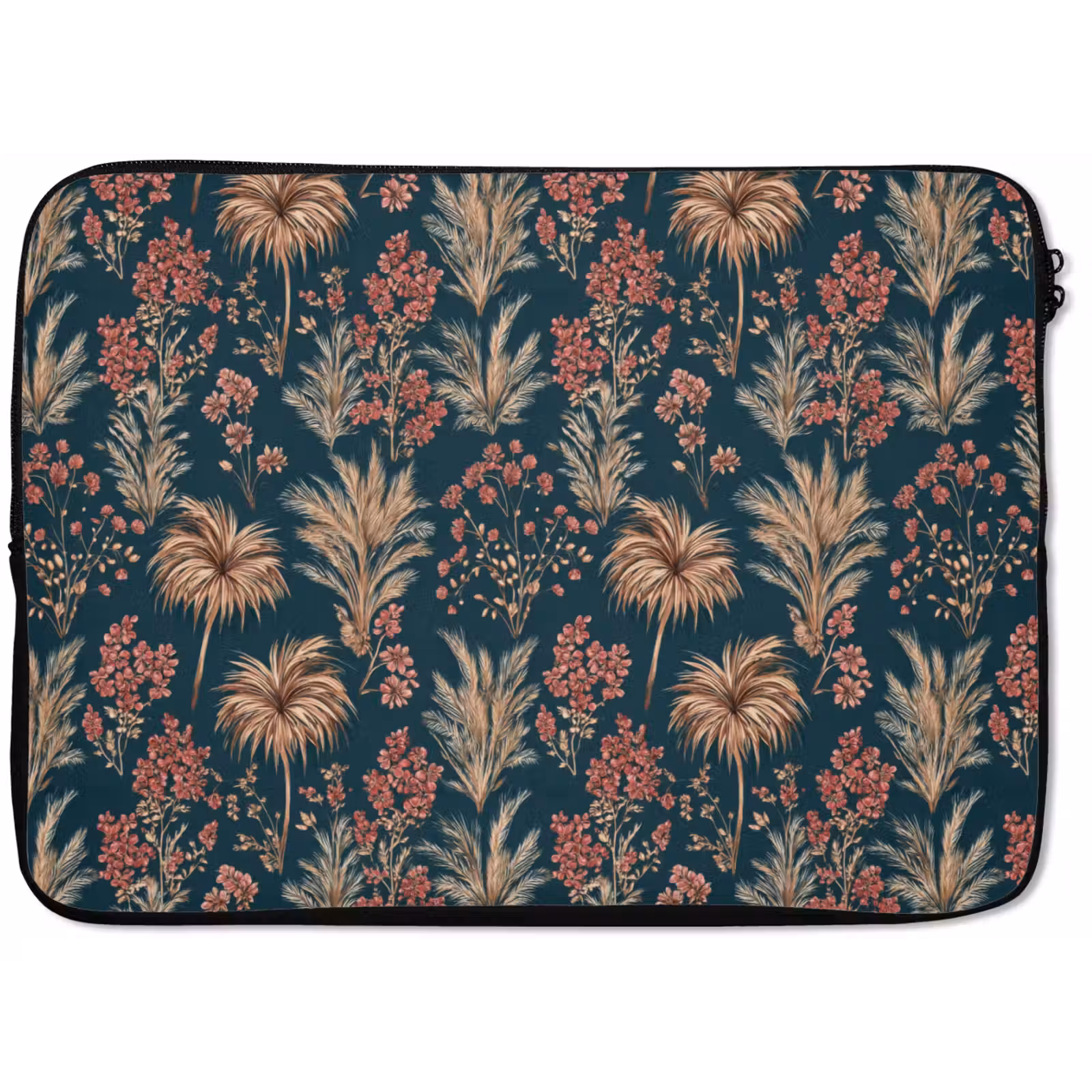 Laptophoes - Botanisch - Patroon - Blauw — 1