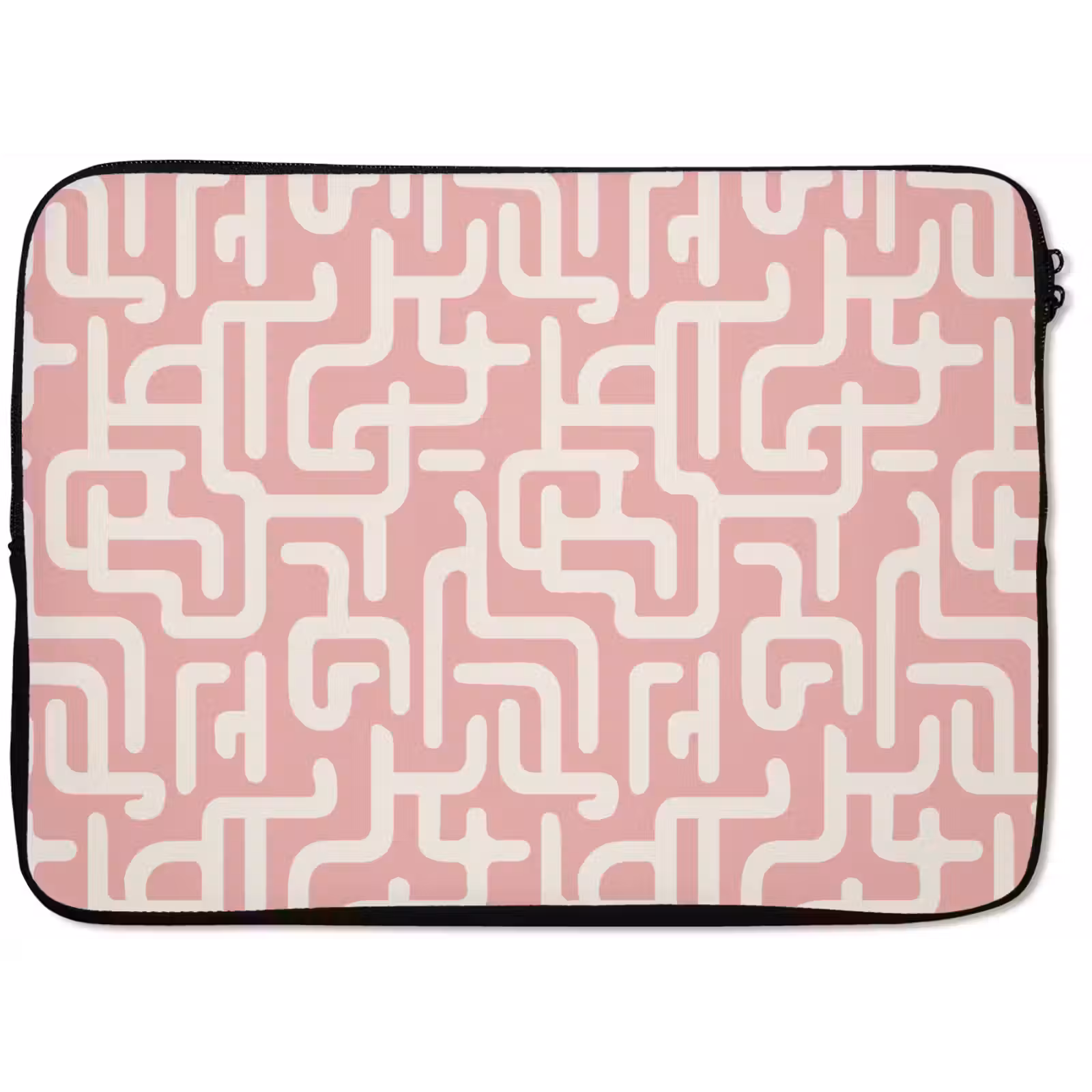 Laptophoes - Doolhofpatroon - Roze - Wit - Abstract — 1