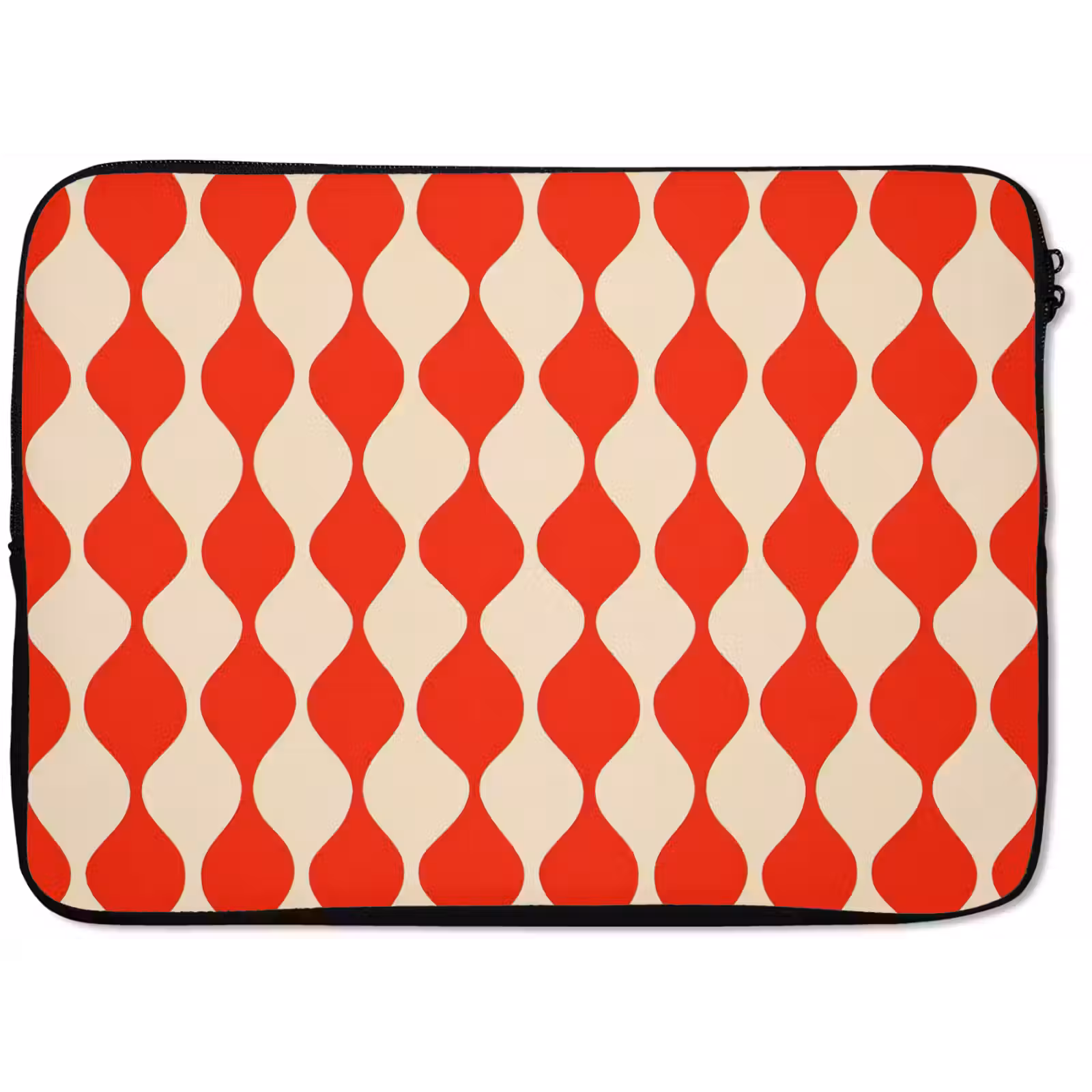 Laptophoes - Golvend patroon - Retro - Rood - Beige — 1