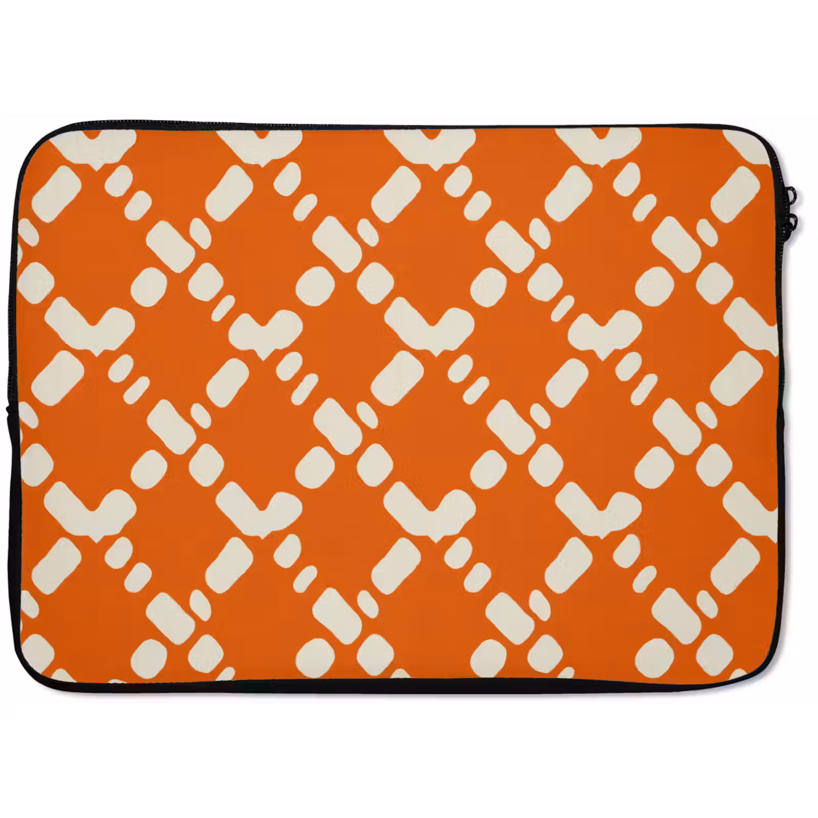 Laptophoes - Oranje - Ruitpatroon - Wit — 1