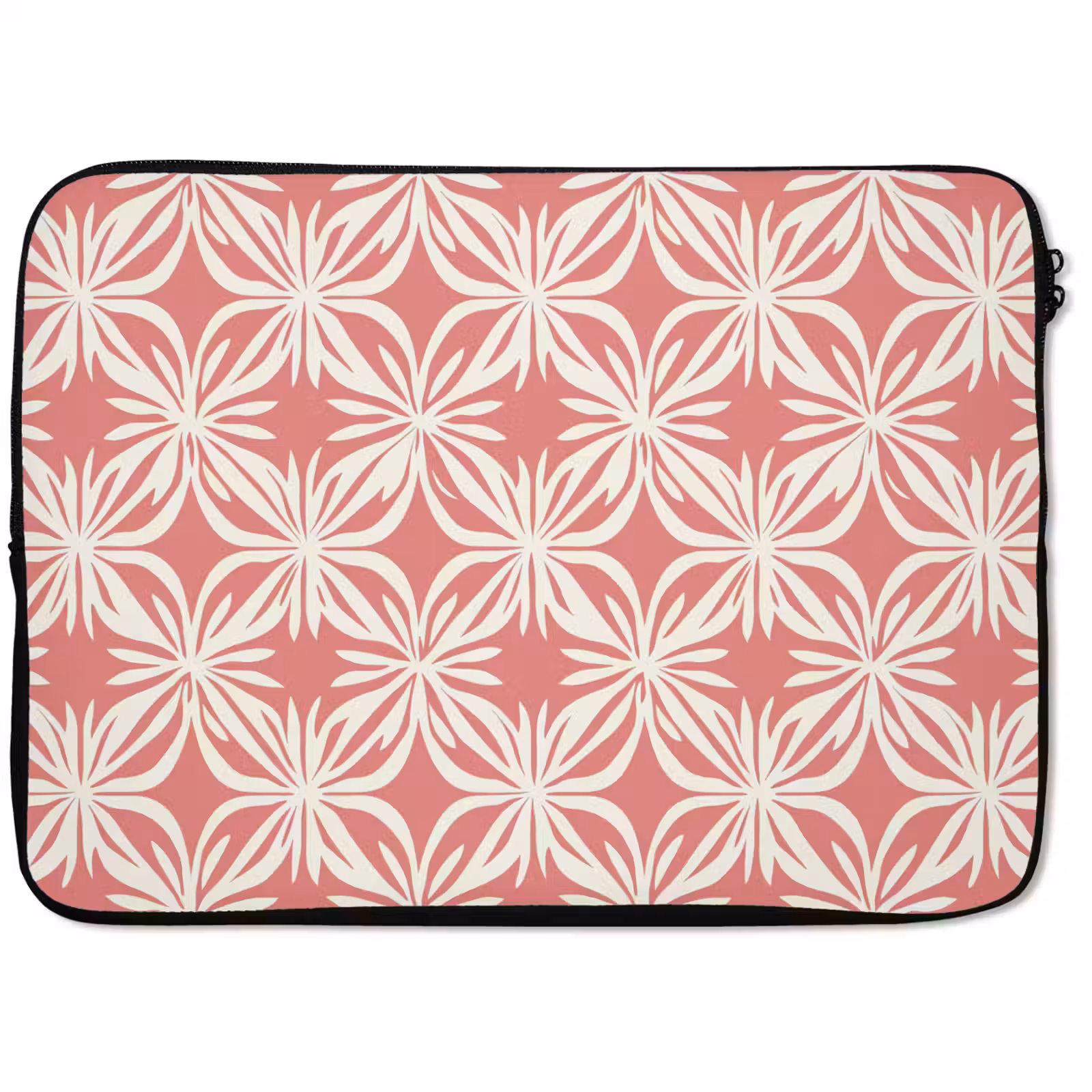 Laptophoes - Roze - Bloemenmotief - Wit - Modern — 1
