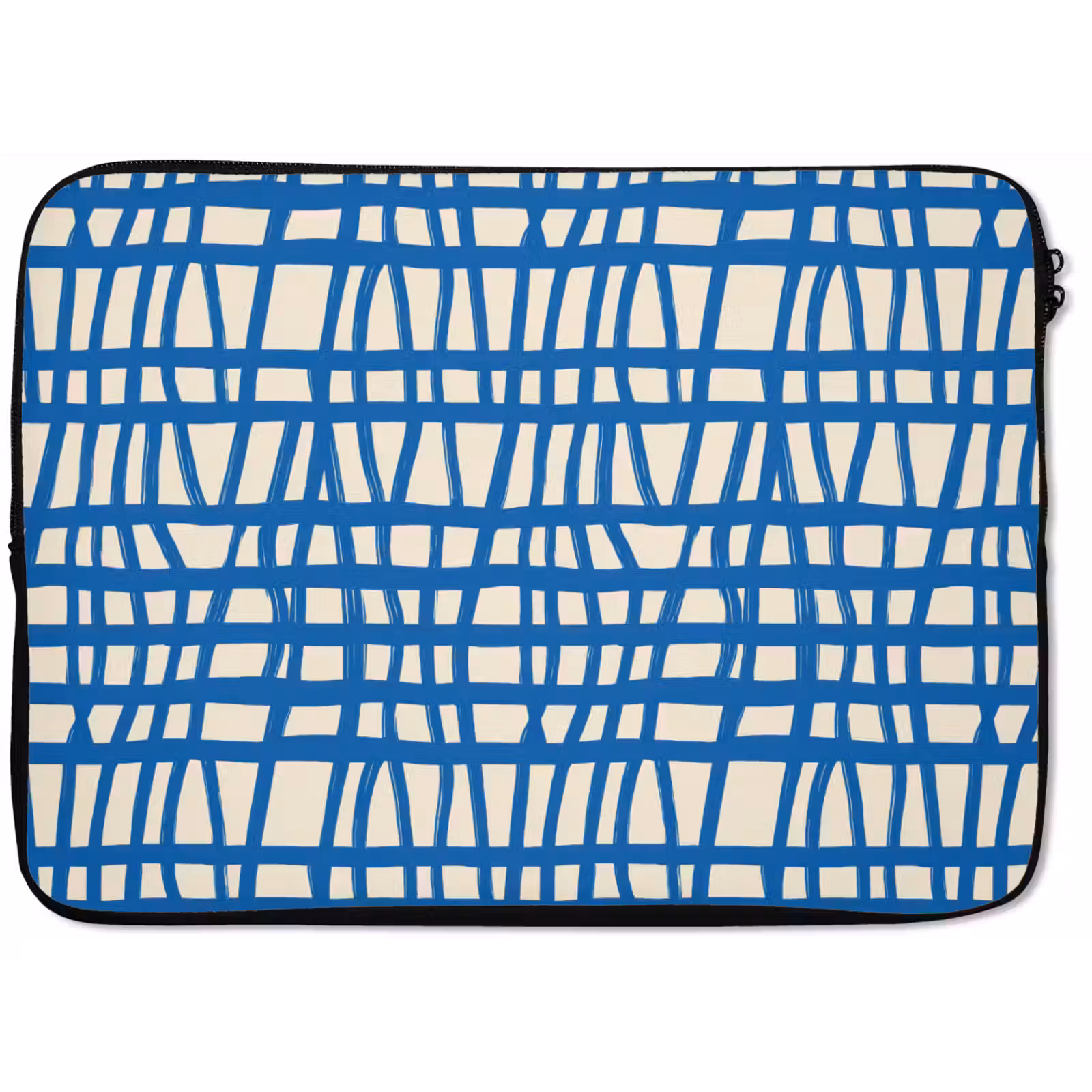 Laptophoes - Ruitpatroon - Blauw - Crème — 1