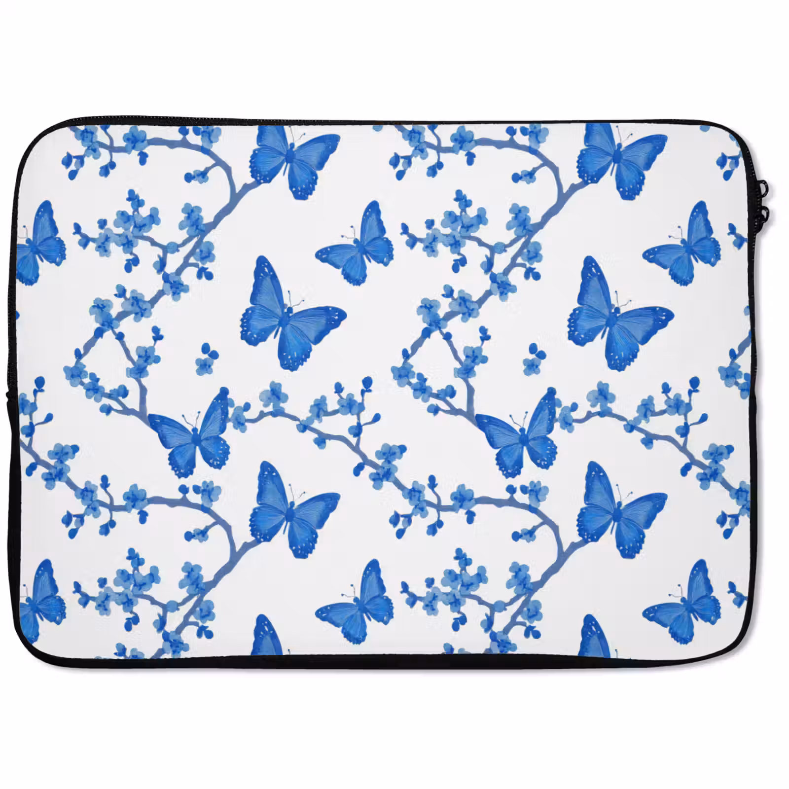 Laptophoes - Vlinder - Bloemen - Blauw — 1
