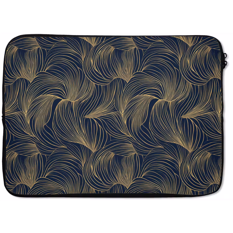 Laptophoes - Abstract - Lijnen - Blauw - Goud — 1