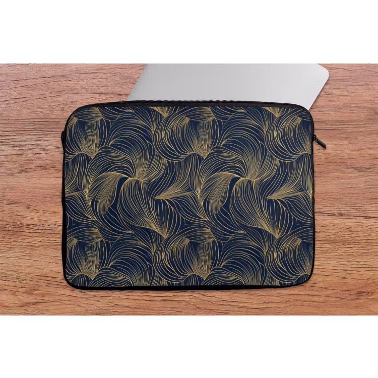 Laptophoes - Abstract - Lijnen - Blauw - Goud — 2