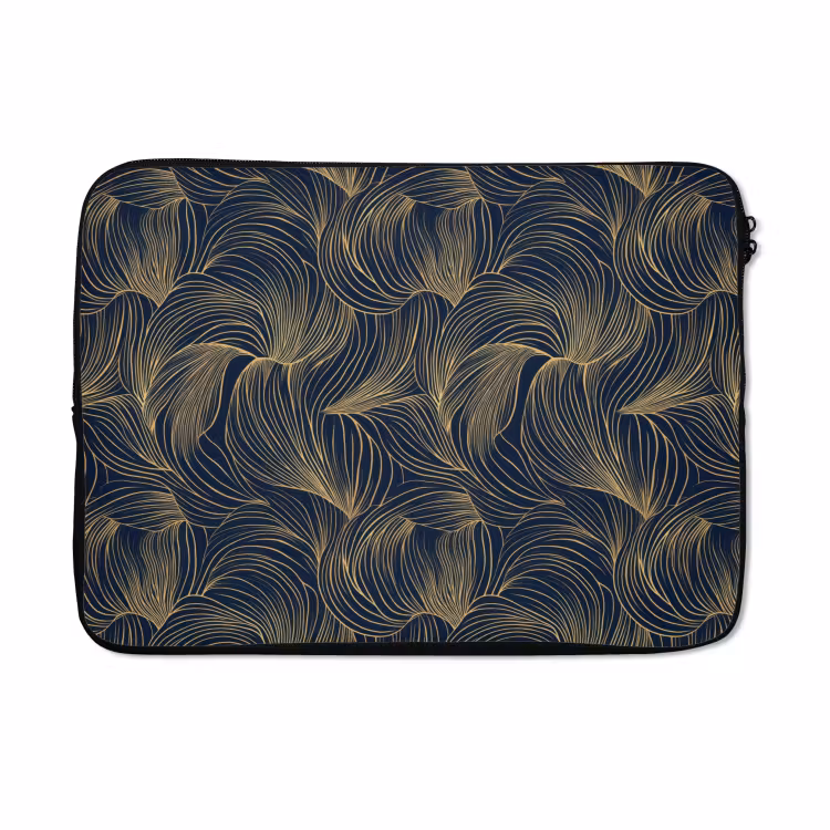 Laptophoes - Abstract - Lijnen - Blauw - Goud — 5