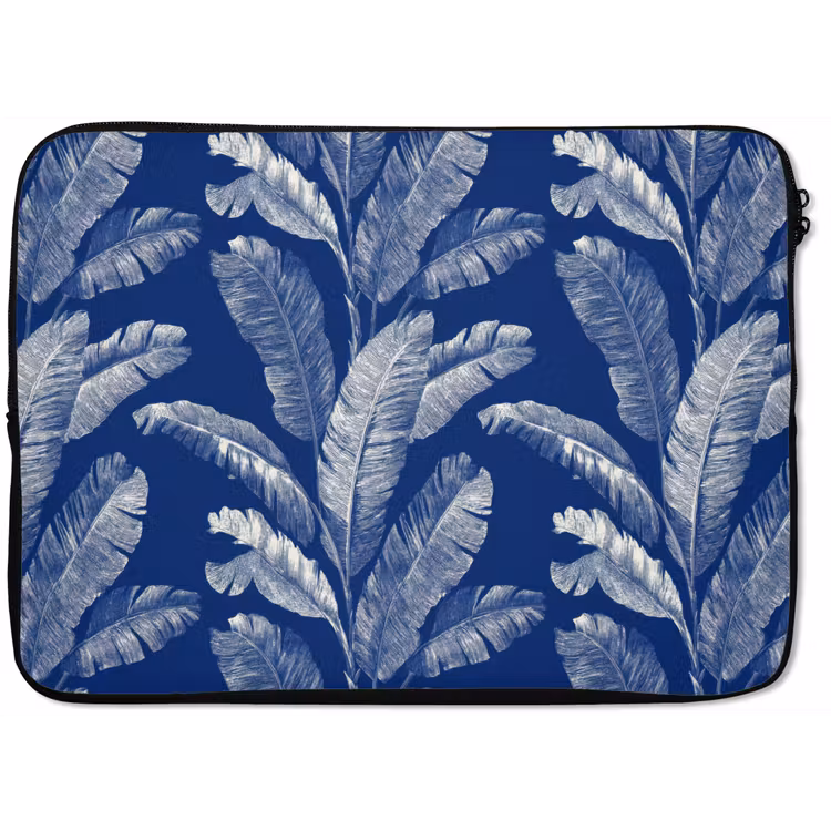 Laptophoes - Blad - Palm - Blauw — 1