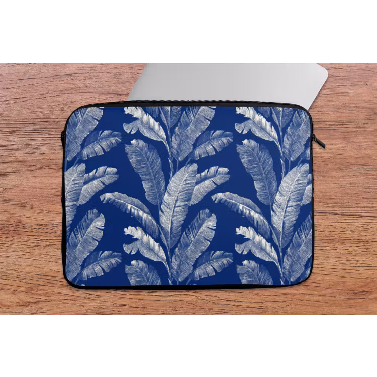 Laptophoes - Blad - Palm - Blauw — 2