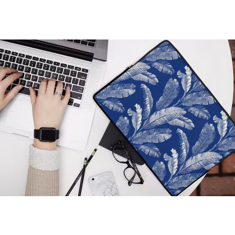 Laptophoes - Blad - Palm - Blauw — 3