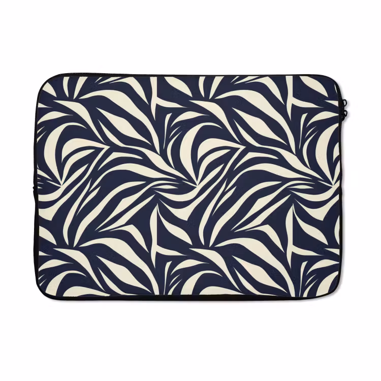 Laptophoes - Bladvormen - Blauw - Patroon - Wit — 5