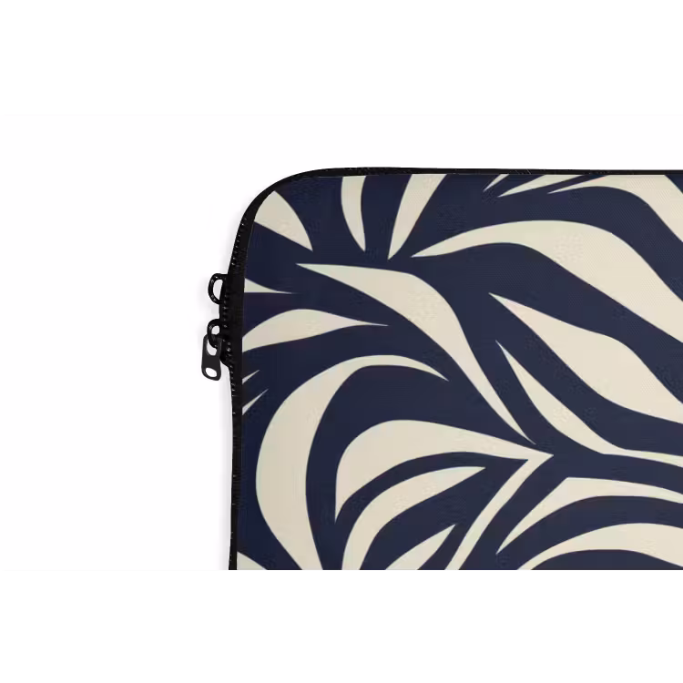 Laptophoes - Bladvormen - Blauw - Patroon - Wit — 6
