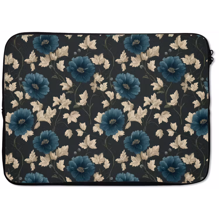 Laptophoes - Botanisch - Bloemen - Blauw — 1