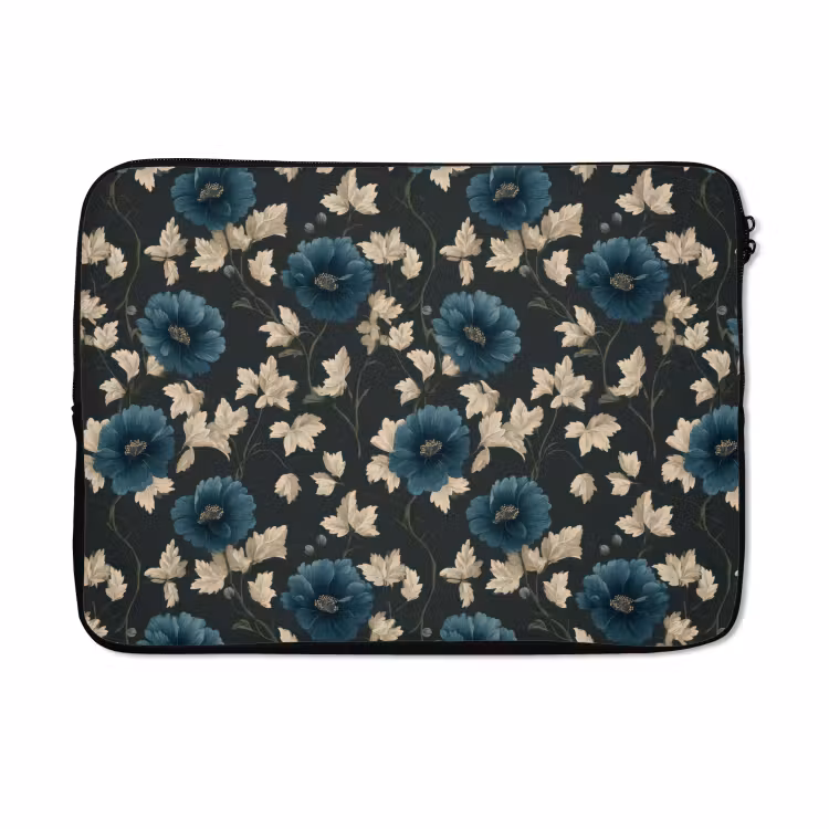 Laptophoes - Botanisch - Bloemen - Blauw — 5