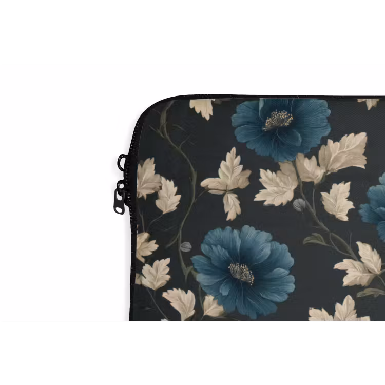 Laptophoes - Botanisch - Bloemen - Blauw — 6