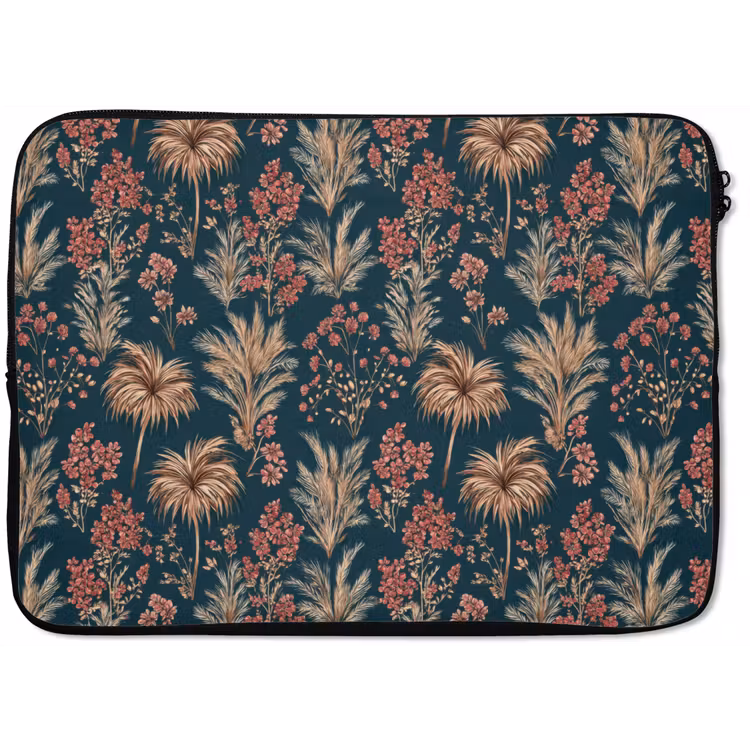 Laptophoes - Botanisch - Patroon - Blauw — 1