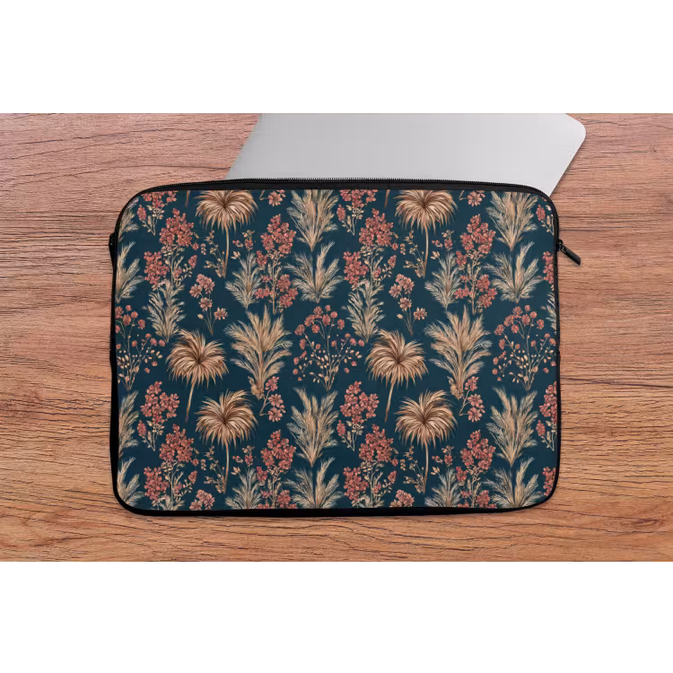 Laptophoes - Botanisch - Patroon - Blauw — 2