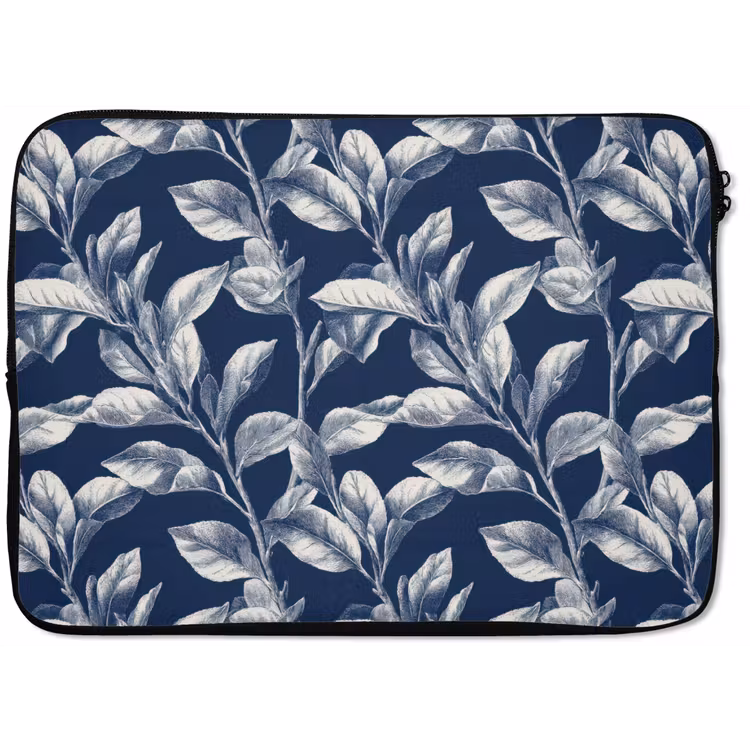 Laptophoes - Botanisch - Patroon - Blauw — 1