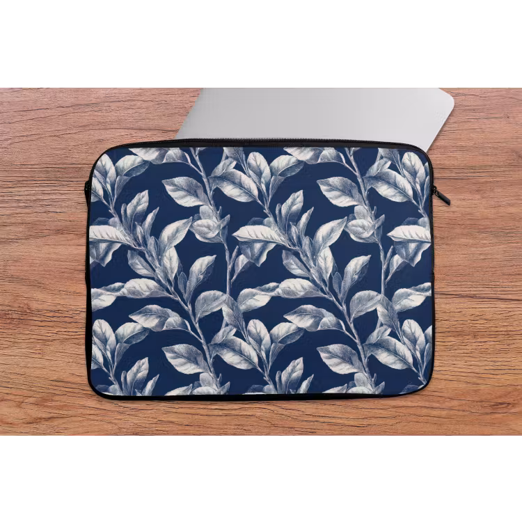 Laptophoes - Botanisch - Patroon - Blauw — 2