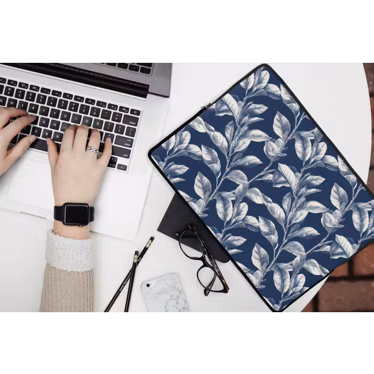 Laptophoes - Botanisch - Patroon - Blauw — 3