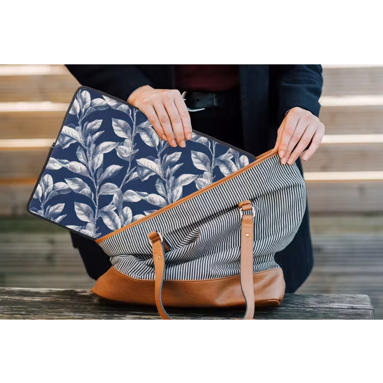 Laptophoes - Botanisch - Patroon - Blauw — 4
