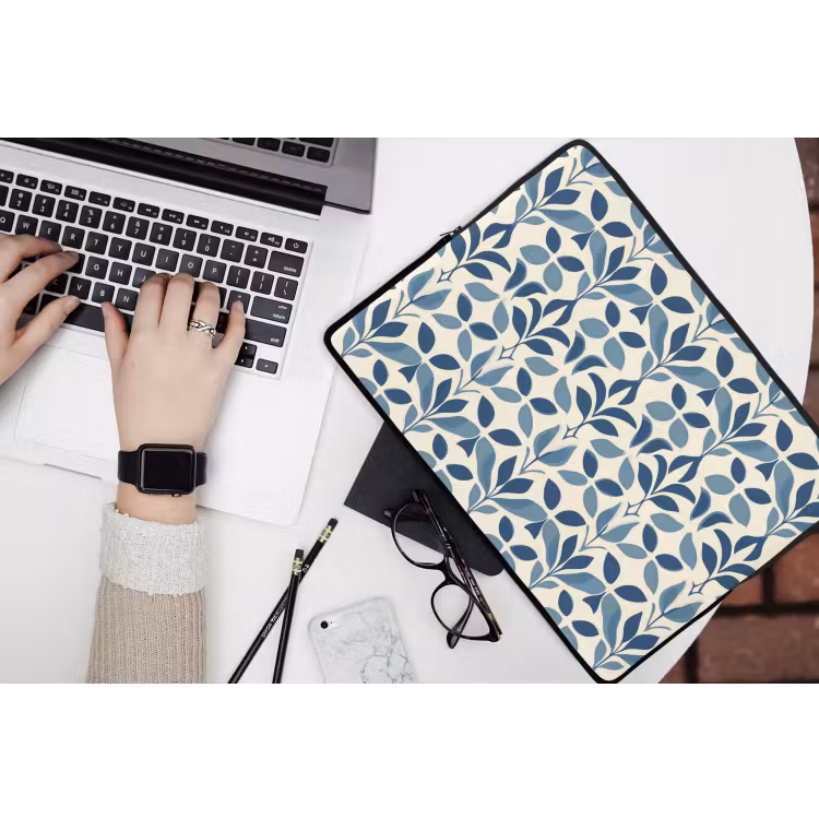 Laptophoes - Flora - Modern - Blauw — 3