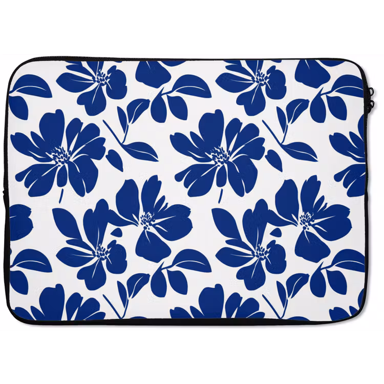Laptophoes - Floraal - Modern - Blauw — 1