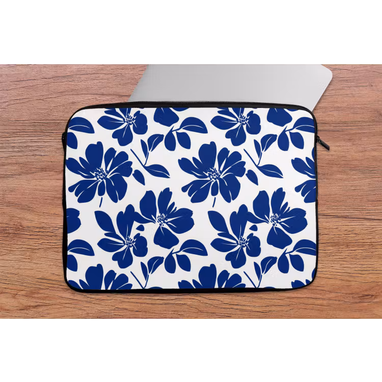 Laptophoes - Floraal - Modern - Blauw — 2