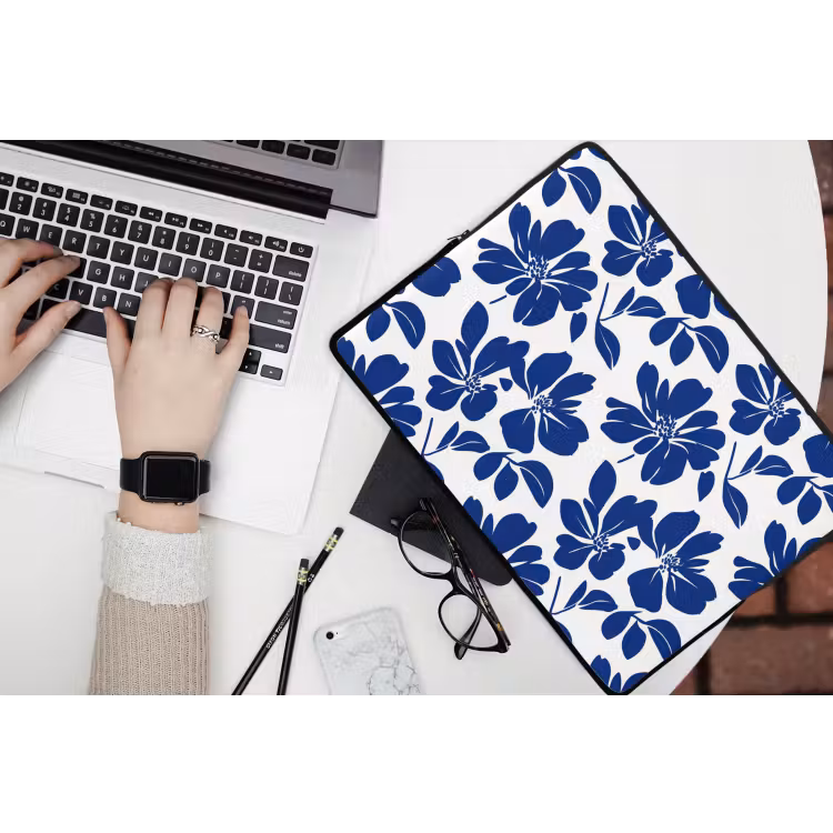 Laptophoes - Floraal - Modern - Blauw — 3