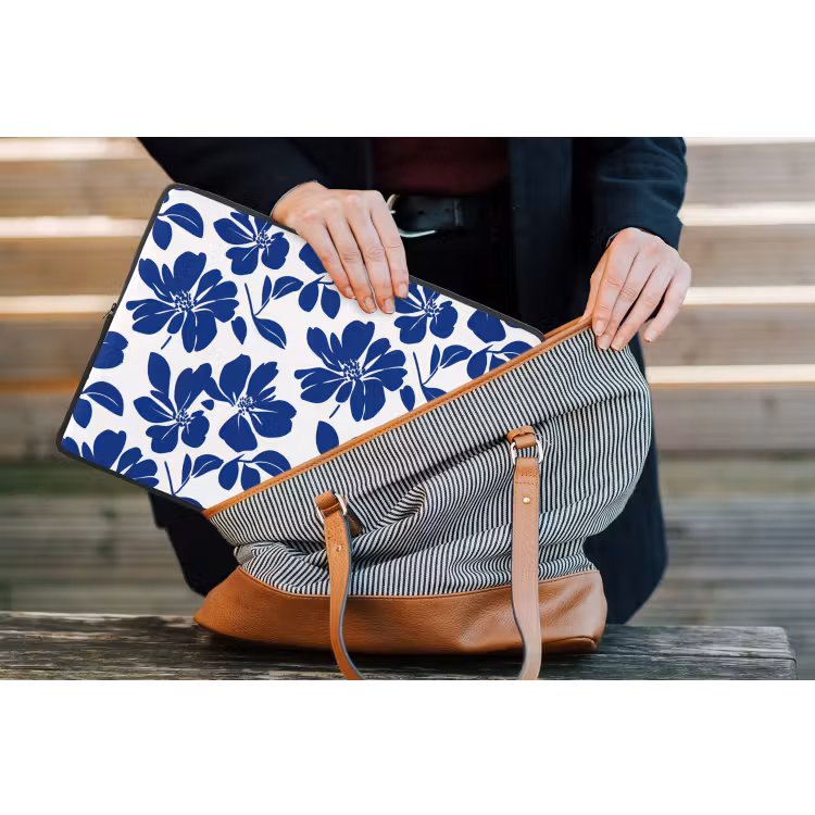 Laptophoes - Floraal - Modern - Blauw — 4
