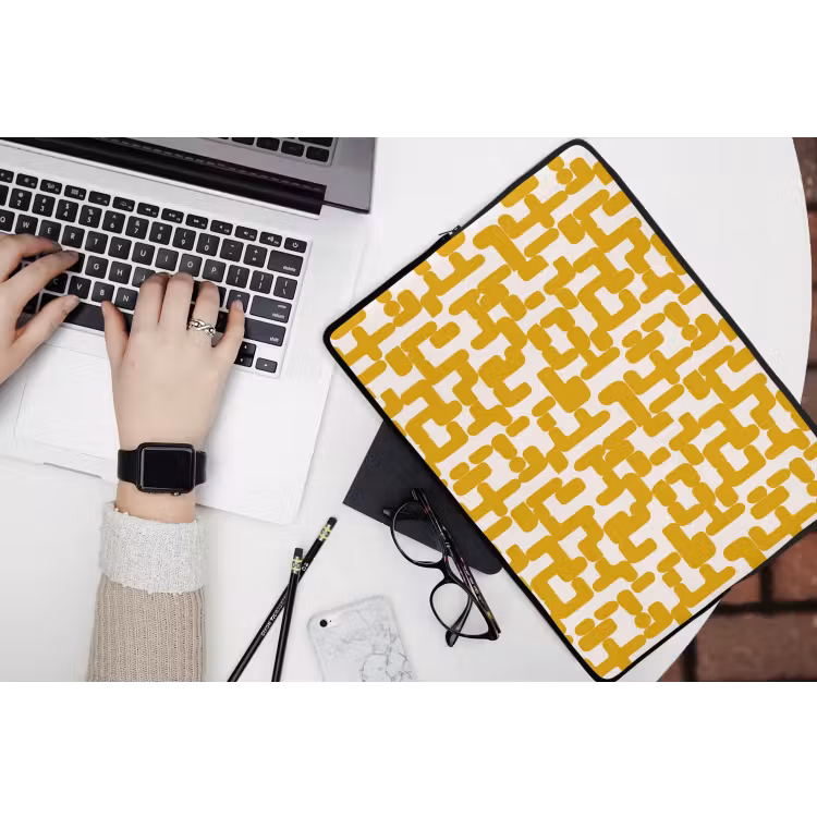 Laptophoes - Geel - Beige - Patroon — 3