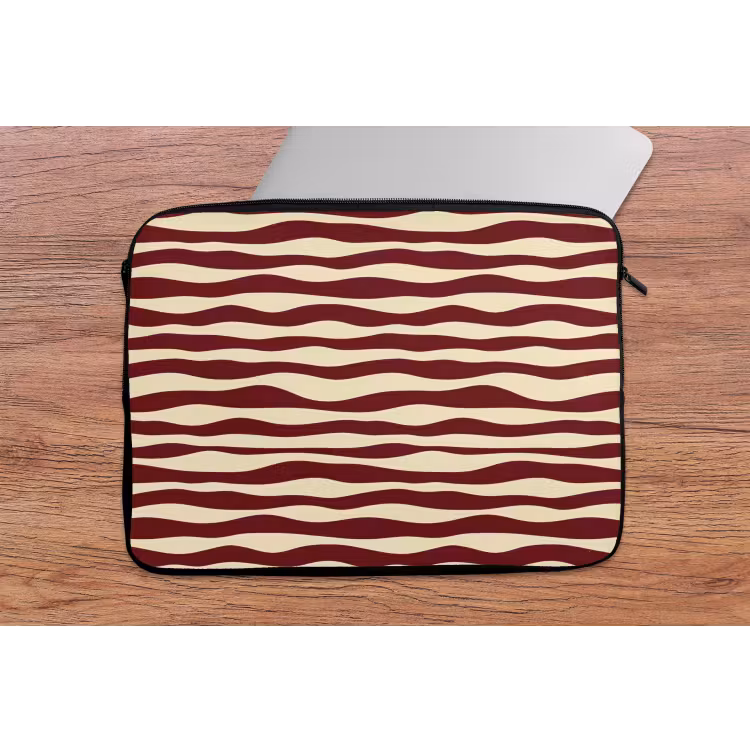 Laptophoes - Golven - Rood - Patroon - Crème — 2