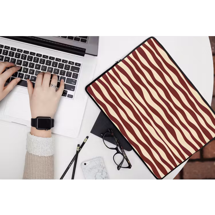Laptophoes - Golven - Rood - Patroon - Crème — 3